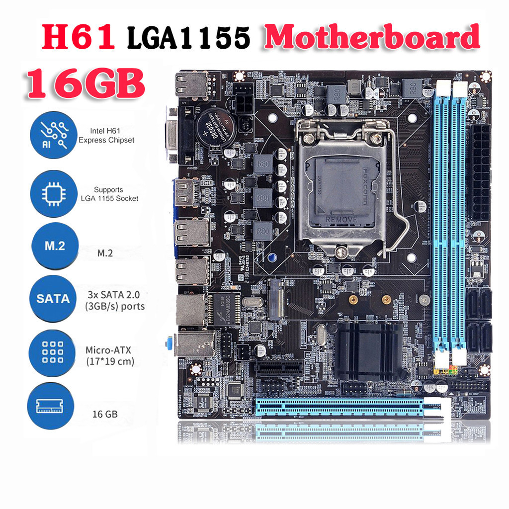 (Isento de impostos - enviado do Brasil) Placa-mãe ASUS H61/LGA/1155/DDR3 para desktop/CPU I3/I5/I7/H61 Placa-mãe compatível com as gerações LGA 1155 suporta SDD M.2 NVME