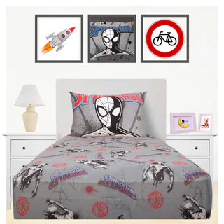 Jogo de Lençol Infantil c/ Elástico Estampado Spider Homem Aranha Solteiro 2 Peças Tecido Seca Rápido Presente Menino