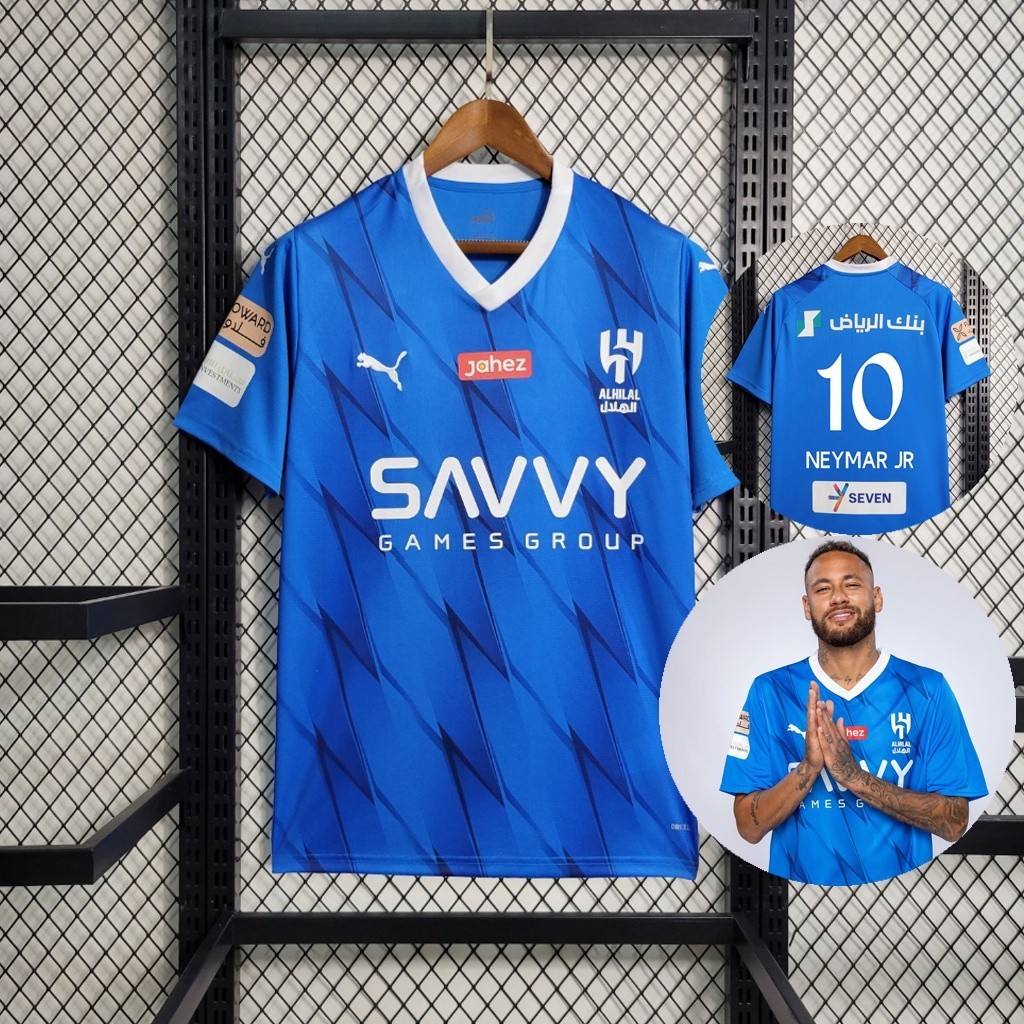 Nova camisa 2023/24 Time Al Hilal blusa azul camisa de futebol tailandês neymart Jr 10