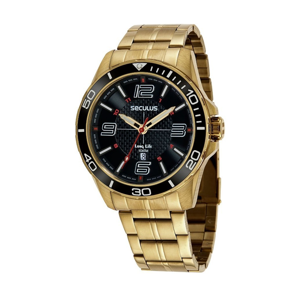 Relogio Seculus Masculino Original Dourado Garantia 2 Anos | Shopee Brasil