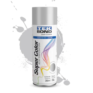 Tinta Spray Alumínio SuperColor Alta Temperatura 350ml Tekbond Aerossol Secagem Rápida Gesso Cerâmica Aerosol