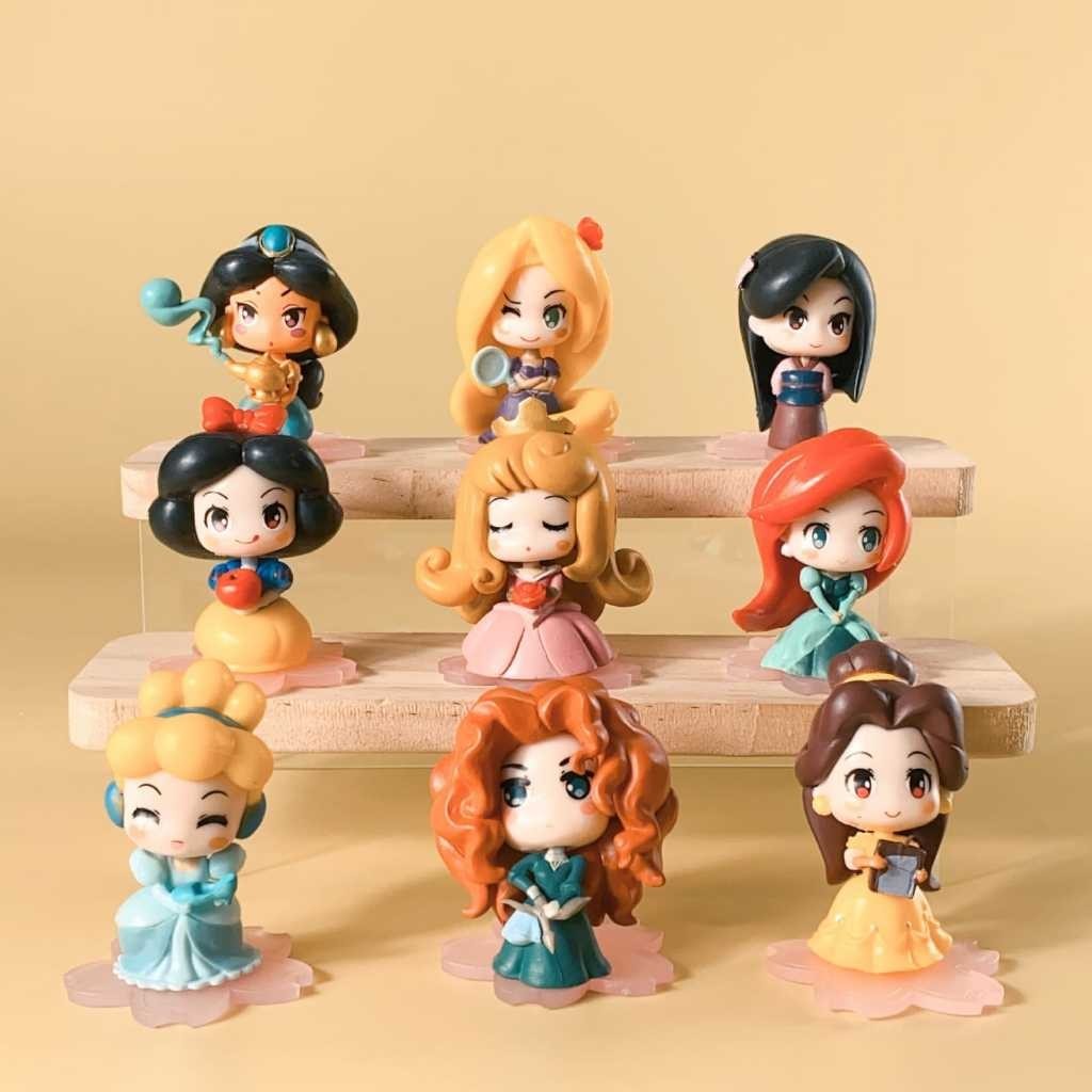 Bonecas miniatura princesas Jasmine Ariel Aurora Cinderela Raya Pocahontas Mulan Tiana Moana Rapunzel Mérida e Bela