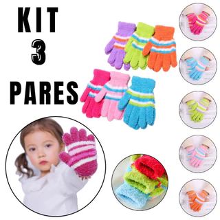 Kit 3 Luva Infantil La Lisa Inverno Frio Criança Menina Menino Quentinha Resistente em Oferta na Shopee