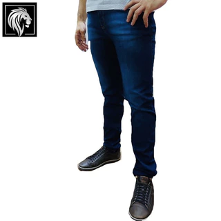 CALÇA Jeans SLIM Masculina AZUL ESCURO COM USED - Elastano PREMIUM