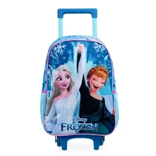 Mochila Escolar Feminina de Rodinha Frozen Azul