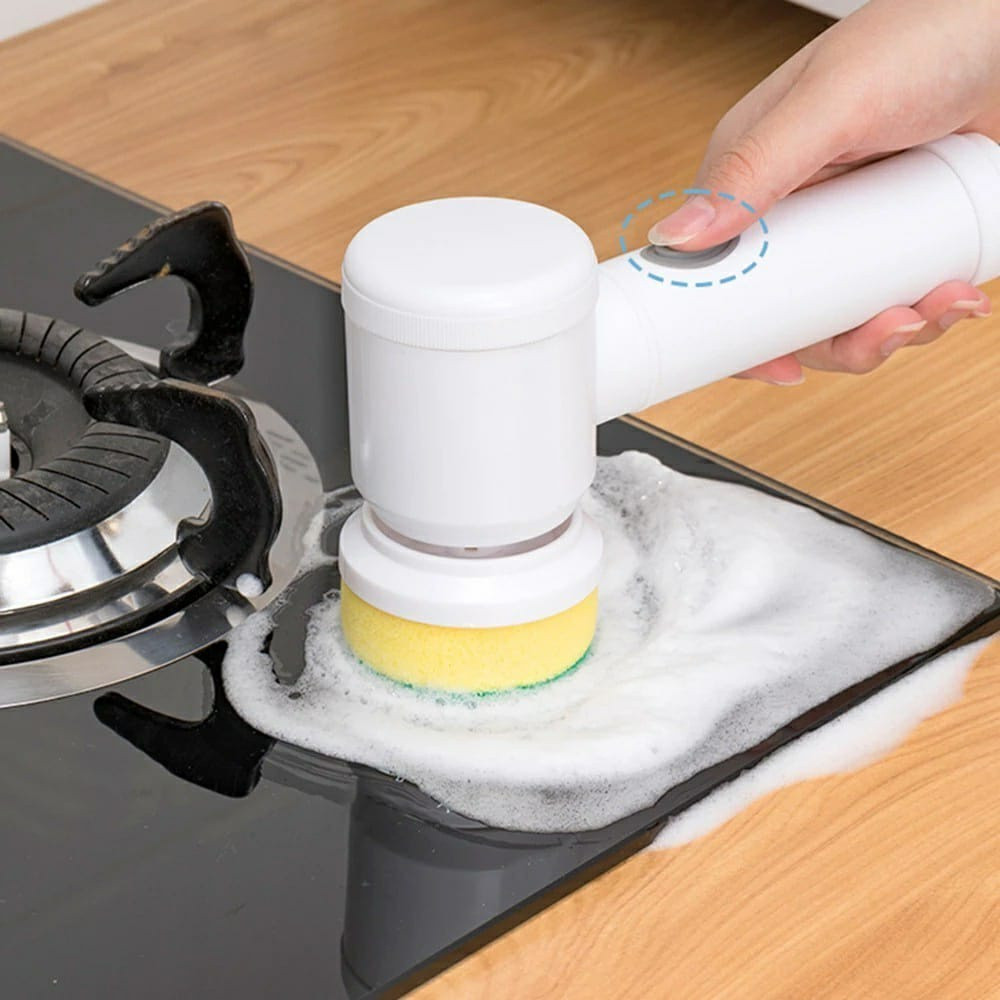 Escova Eletrica de Limpeza 5 em 1 Sem Fio Limpador Multiuso Pratico Para Cozinha , Banheiro Ferramenta Mágica