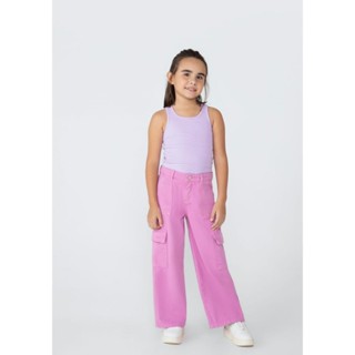 Calça Infantil Menina Wide Leg Em Sarja Hering Kids