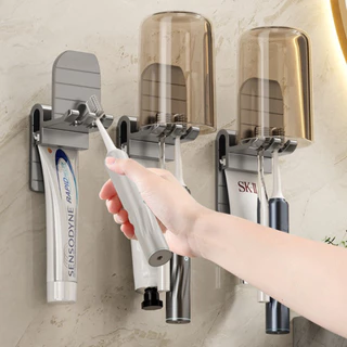 Suporte de Escova de Dentes E Creme Dental Fixado na Parede Organizador Para Banheiro