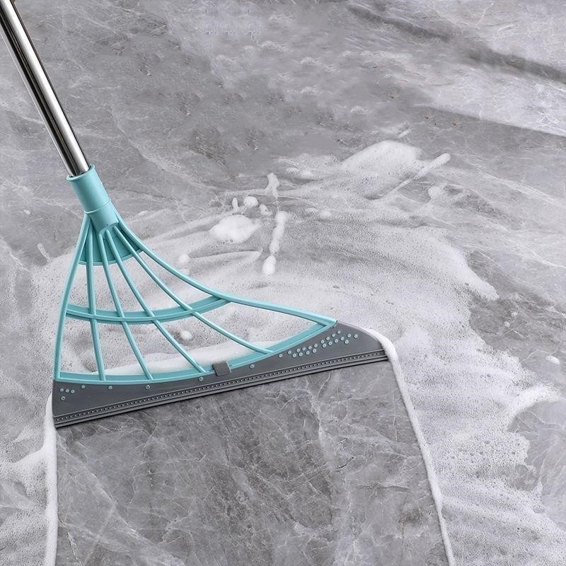 Vassoura Mágica Rodo Tira Pelo Limpa Vidro Seca Bem Silicone Cabo Grande 1,20m