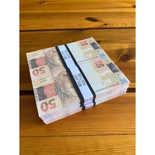 Dinheiro De R$50,00 Notas Realista Tamanho Real Folhas Cinematográfica