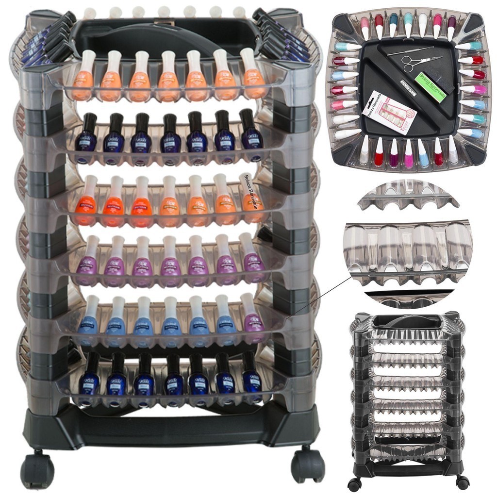Carrinho Auxiliar Manicure Organizador Expositor 168 Esmalte