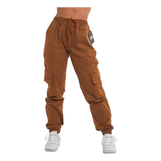 Calças Jogger Cargo Jeans Feminina Com Elástico Super Confortável