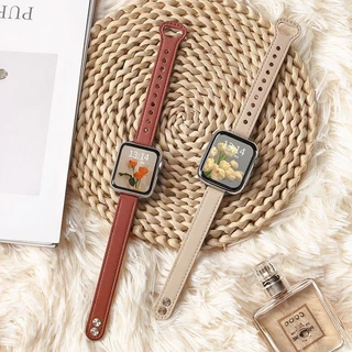 Bracelete De Couro Com Fivela Dupla Adequada Para Relógio Apple S9 8 Ultra 8 7 6 5 4 3 49MM 45MM 44MM 42MM 40MM 38MM 41MM , Alta Aparência , Cintura Pequena , Pulso De Nicho Substituível