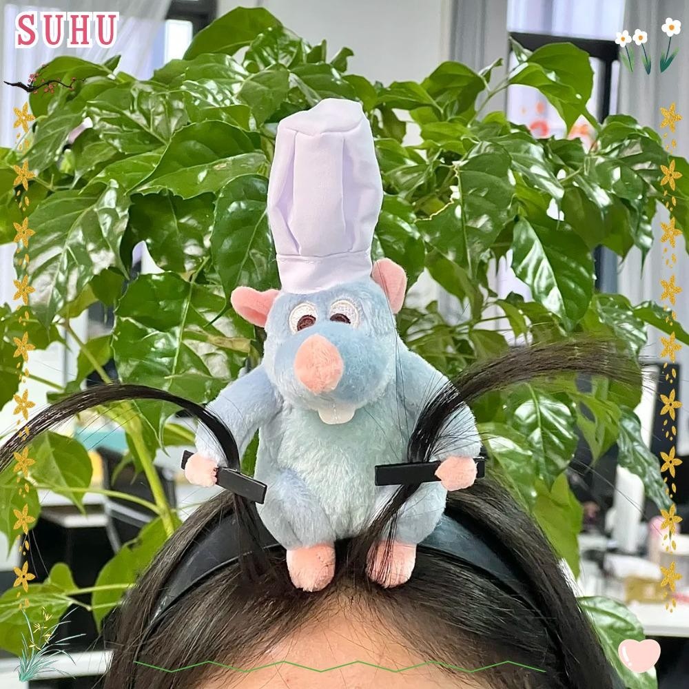 SUHU Ratatouille Hairband , Headdress Cartoon Plush Doll Headband , Kawaii Mouse Wide-brimmed Hairpin Girl
