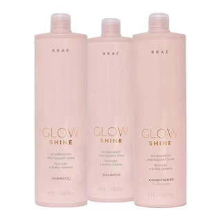 Kit Braé Glow Shine 2x Shampoo 1L, Condicionador 1L (3 produtos)