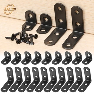 Suporte De Aço Inoxidável Multiuso Preto Em L Com Fixação De Cantos De Ângulo Reto Ferragens Para Móveis Domésticos