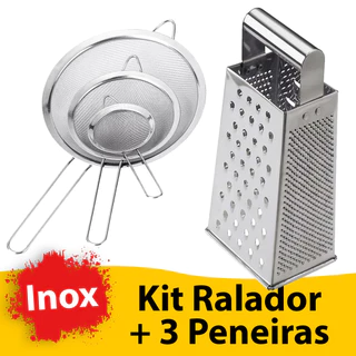 Kit Ralador Peneiras Inox Coador Fatiador 4 Faces Alimentos Utensilio Cozinha Top Barato