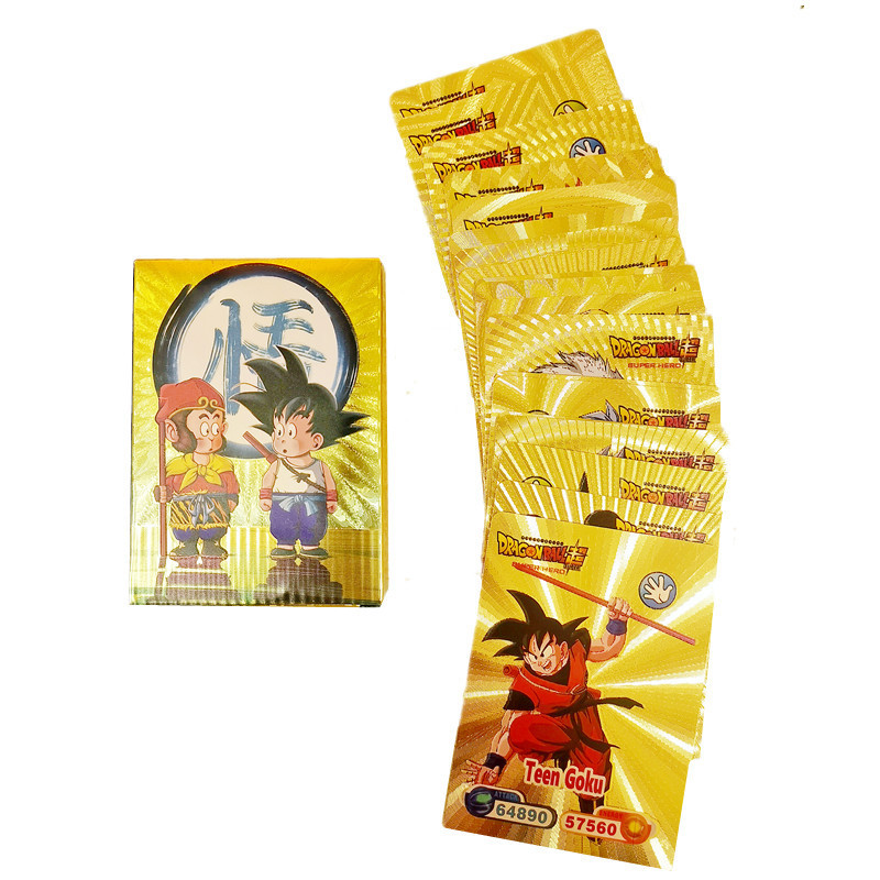 50 Cartas/Box Dragon Ball Tarding Card Game PVC Golden Shining Cards Anime Goku Vegeta Coleções De Brinquedos De Batalha Para Meninos Presentes Crianças