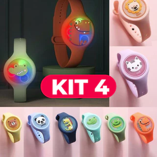 Pulseira Infantil Luminosa Repelente De Mosquitos Com Fivela Relógio Rotativo Portátil Piscando