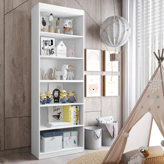 Estante Organizador Livreiro 5 Prateleiras Prateleira Sala Escritório Quarto Gold 2 Módulos Branco