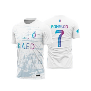 Camisa Al Nassr 23/24 Camisa Cristiano Ronaldo Futebol Branca,Amarela,Azul