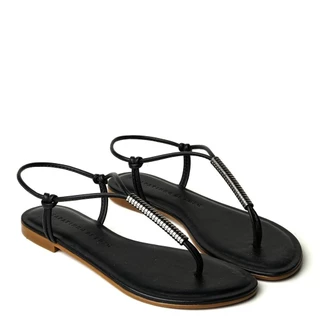 Rasteira Preto Enfeite Metal com Bico Arredondado 210.191_5