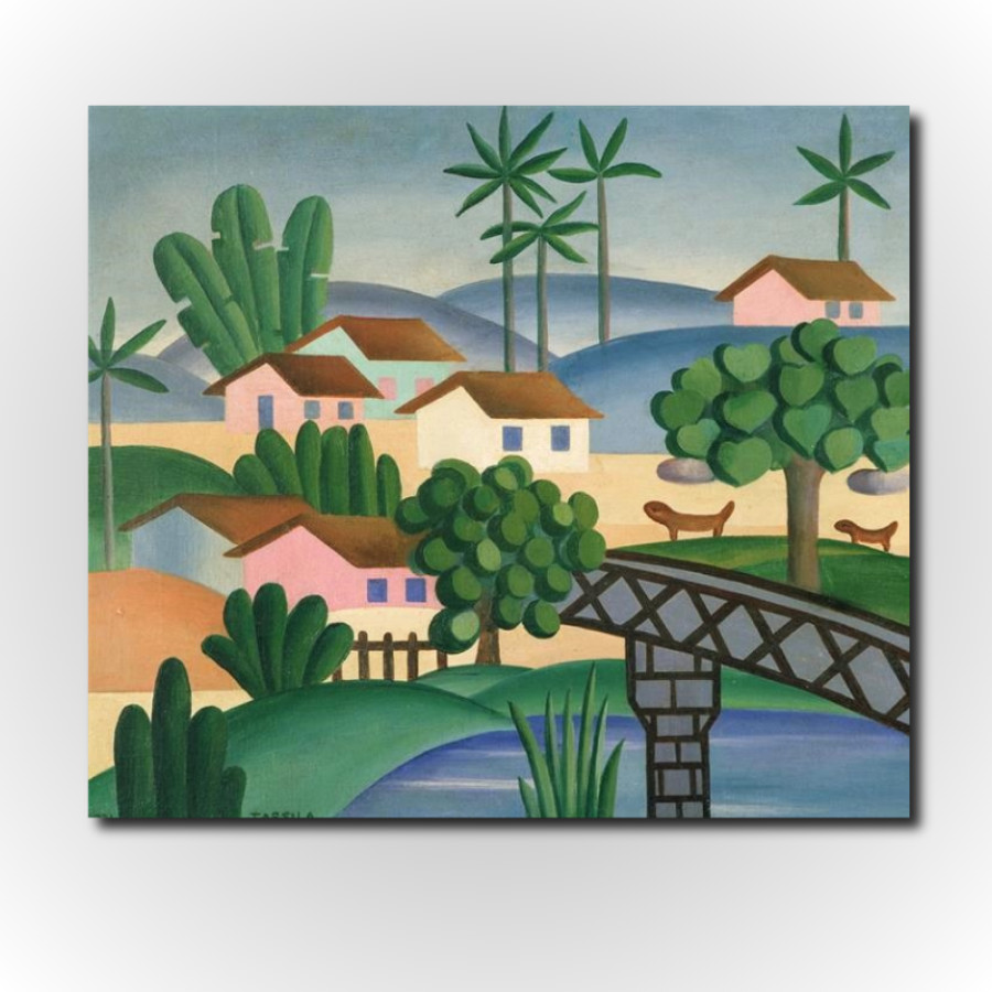 Quadro Tarsila do Amaral Paisagem com Ponte 1931 Obra de Arte Moderna ...