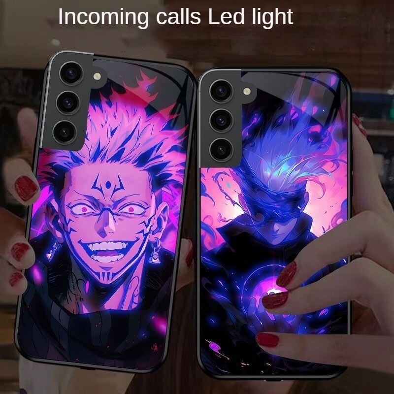 Xiaomi Redmi Nota 13 12S 12S 12 11S 11S 10 10S Pro Plus + POCO X6 F5 X5s M5S X4 F4 F3 X3 NFC GT 4G 5G Sukuna Gojo Estojo De Telefone Com Luz LED Brilhante