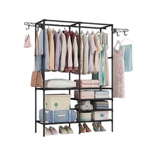 Arara Closet C/Sapateira Cabideiro em Prateleiras Preto