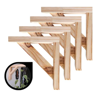 Kit 4 Suporte Madeira Mão Francesa Painel Pinus Vintage 25cm