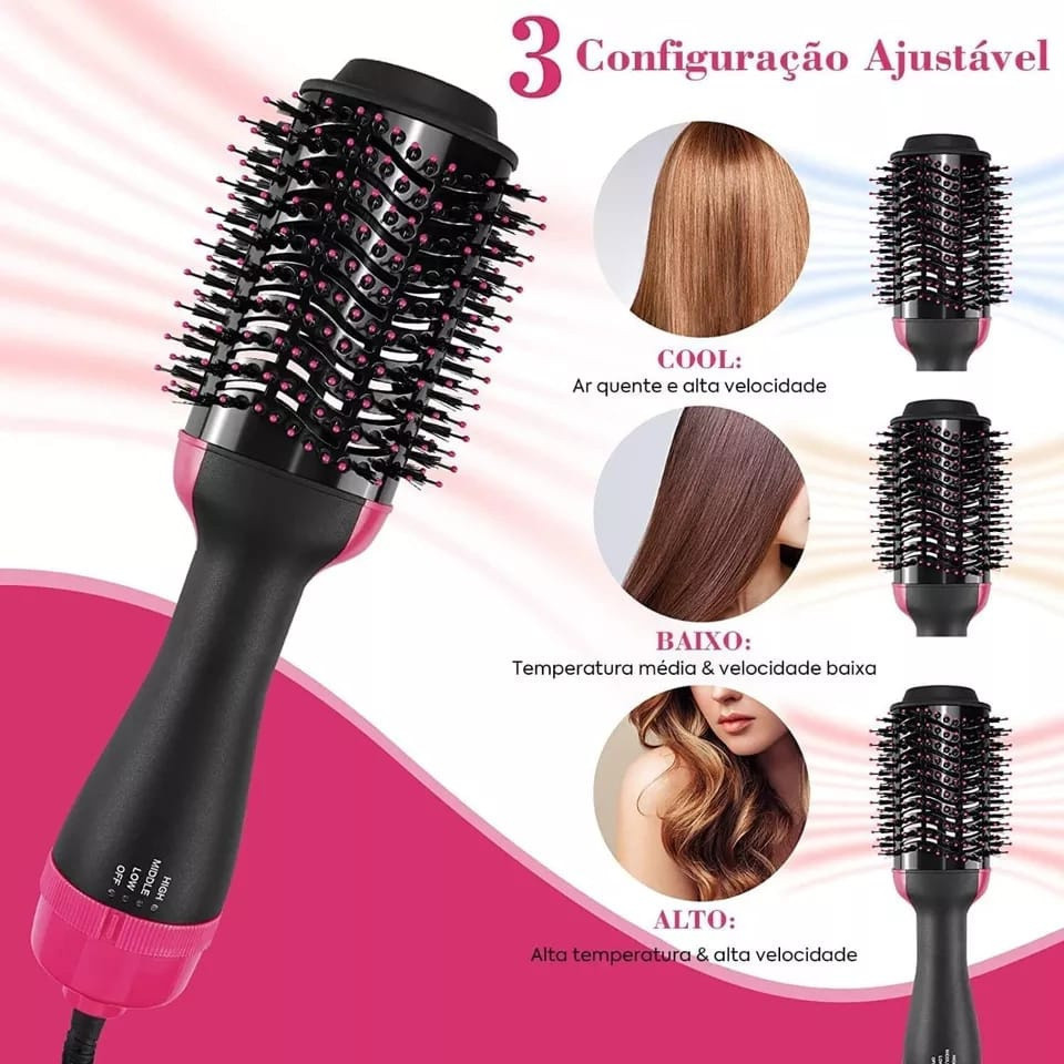 Escova Secadora Alisador Elétrica Quente Cabelo Com 3 Em1 Hair Styler Marisa APENAS 110