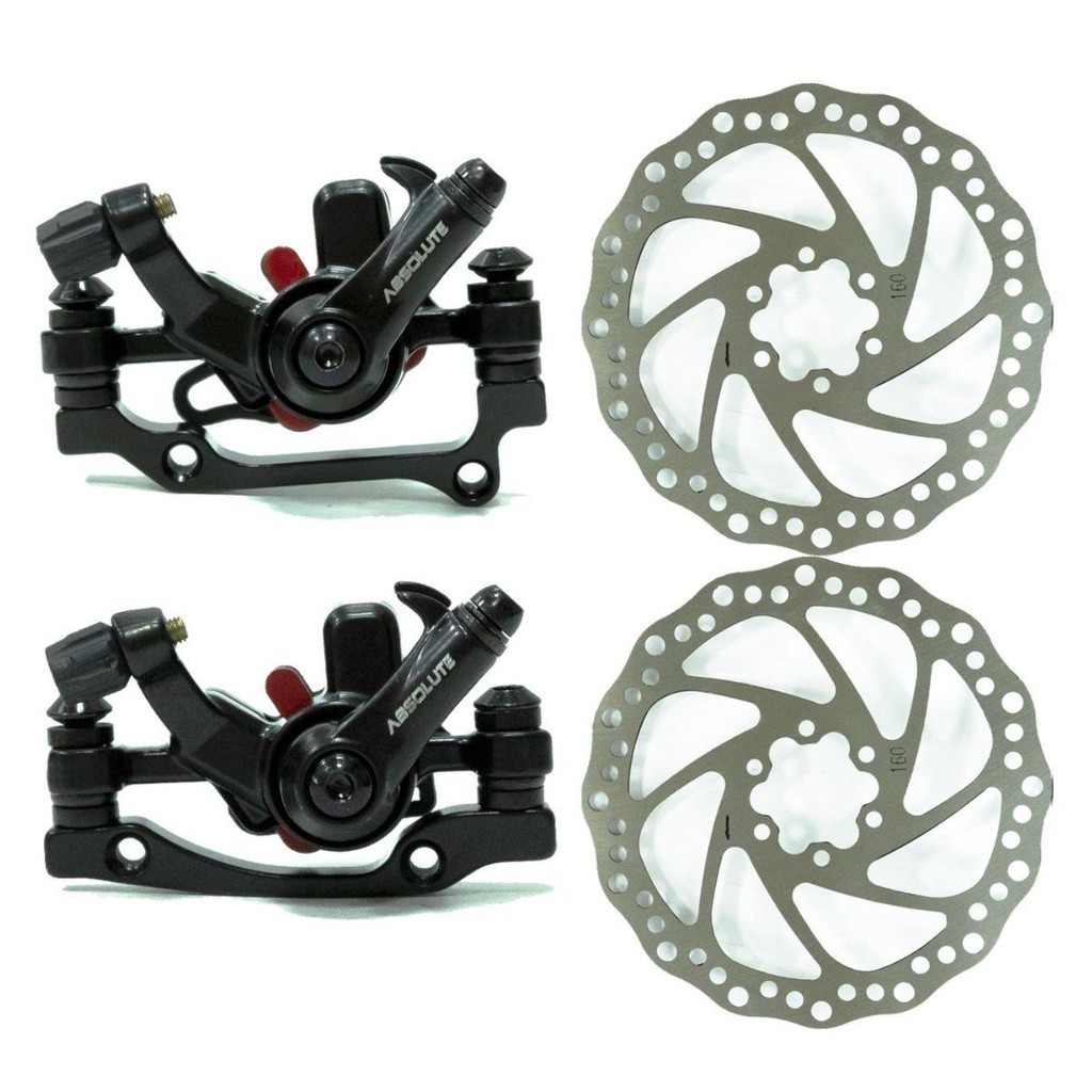 Freio Disco Mecânico Absolute C/ Rotor 160mm Pinça Bike Mtb