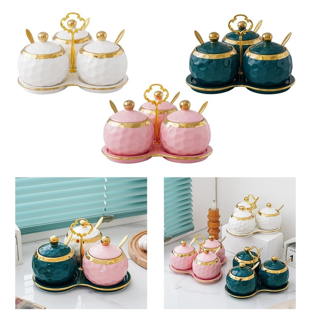 [Boiões De Especiarias Cerâmicas Recipientes De Tempero De Cozinha À Prova De Pó Caixa Moderna Recipiente De Açúcar