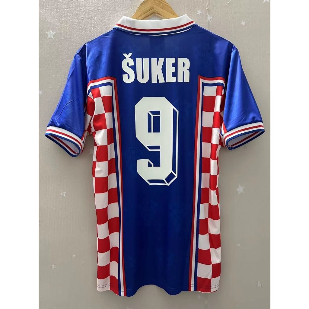 Maillot Vintage Croatie 1998 - Davor Suker N°9 - Domicile - Bleu - Taille XL
