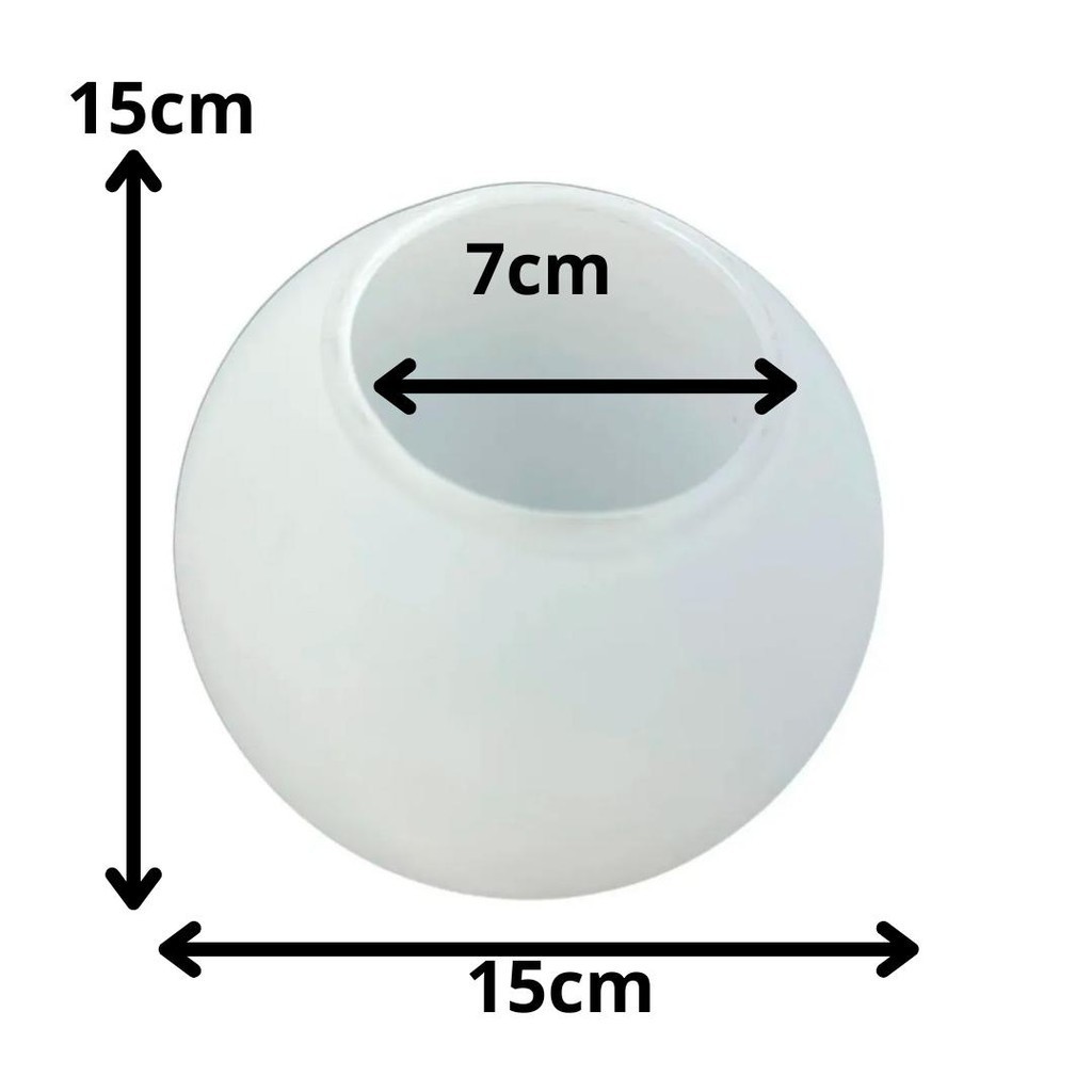 Vidro Globo Esfera Bola 15cm Jabuticaba Fosca Bocal 7cm