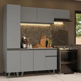 Armário de Cozinha Completa 220cm Cinza Nice Madesa 01 em Oferta na Shopee