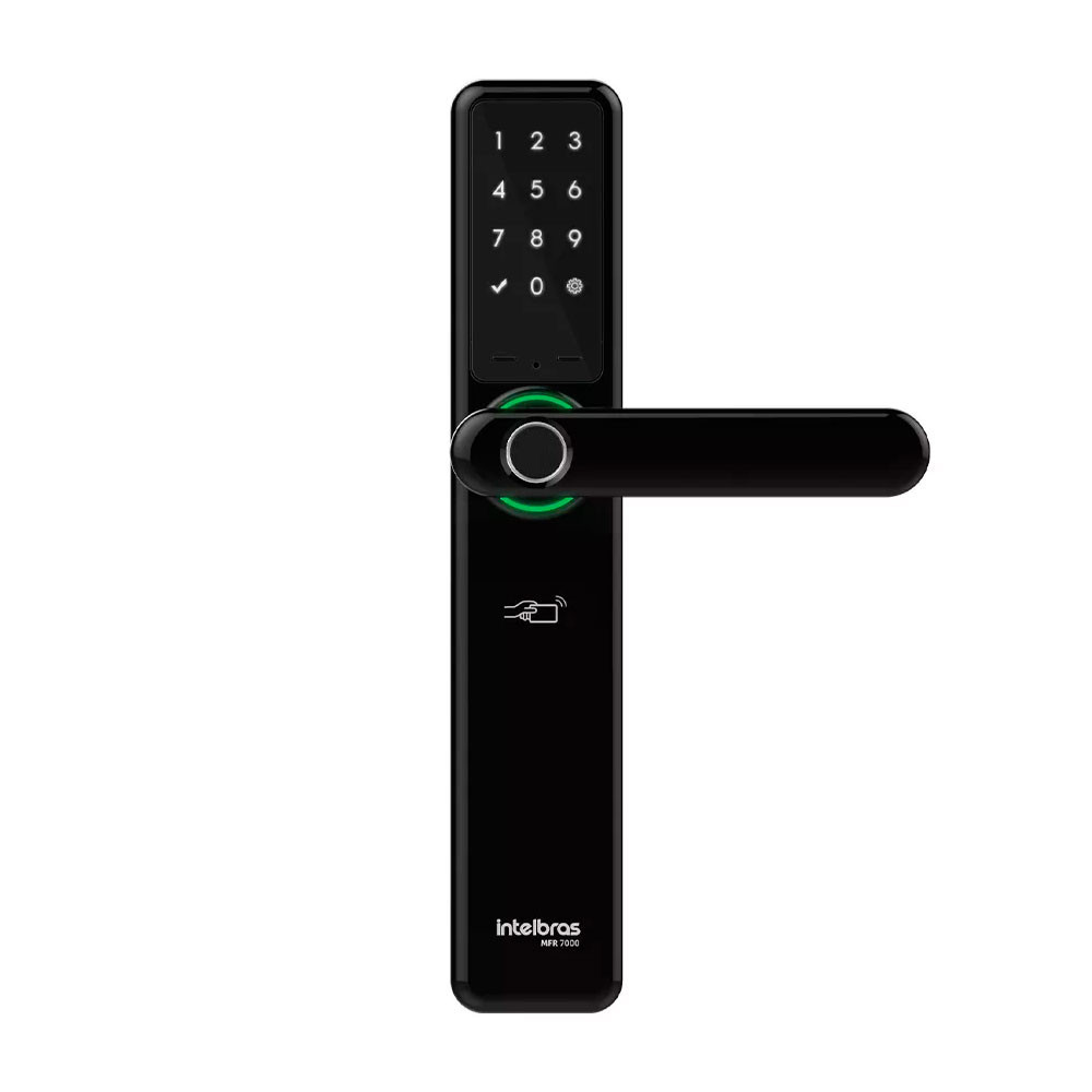 Fechadura Inteligente Intelbras MFR 7000+ de Embutir com Maçaneta Preta 4670008