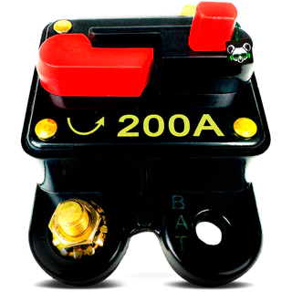Disjuntor Chave 200Amperes Svart 12V Proteção Som Automotivo