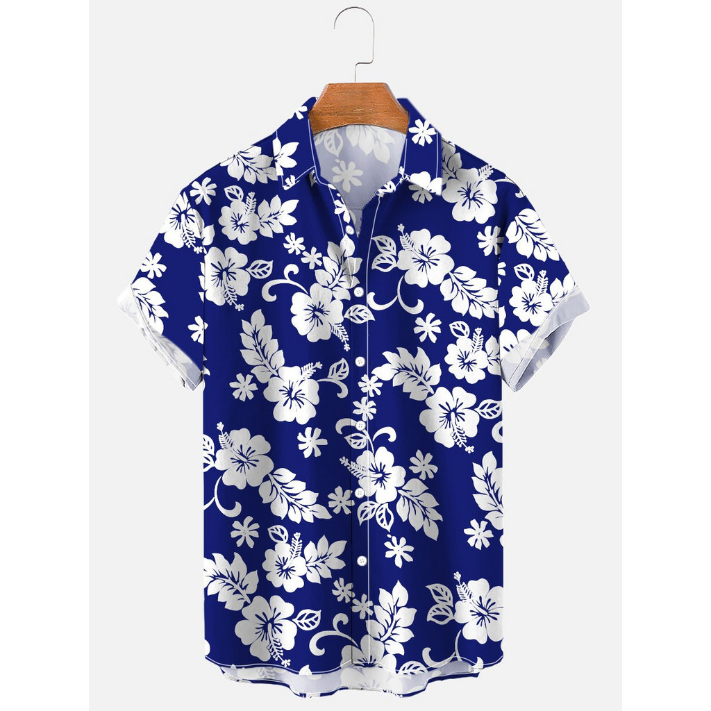 Camisa Havaiana VATPAVE 4 De Julho - Estampa Bandeira EUA Manga Curta Masculina