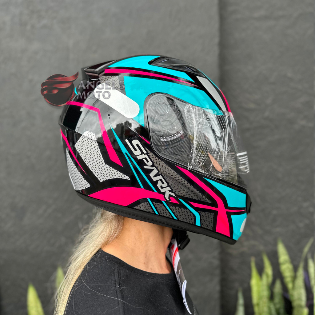 Capacete EBF Spark Spider Preto Tiffany | Shopee Brasil