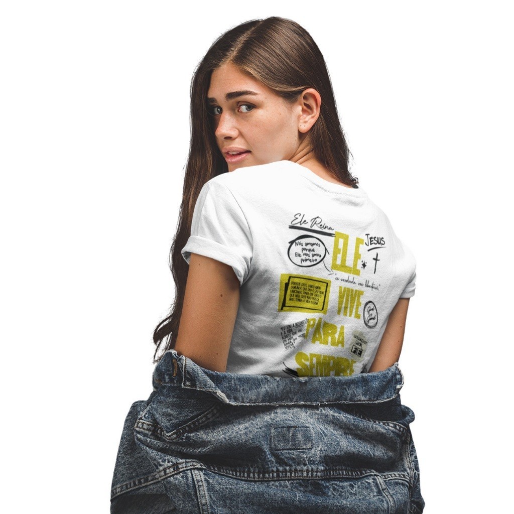 Camiseta Tshirt Evangélica Ele vive - Moda gospel - Loja Evangélica Cristã