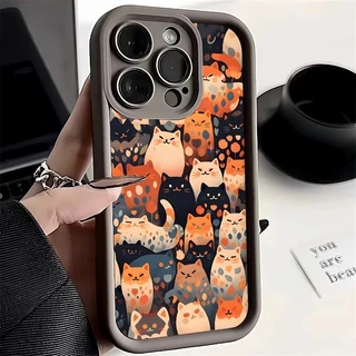 Capa De Telefone Para Samsung Galaxy A05 A54 A32 A14 A05S A13 A34 A15 A23 A55 A33 A35 A53 A52 A52S A72 A73 Desenho Animado Linha Fofa Gato Anti-Impacto Silicone Macio
