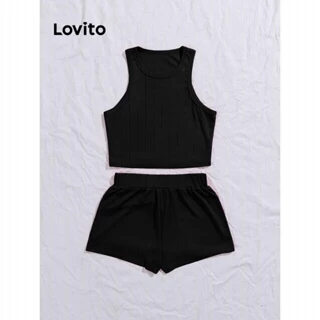 Lovito Conjunto De Shorts Básicos Lisos Casuais Para Mulheres LSE01099