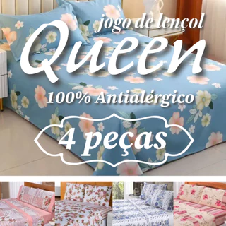 Kit Jogo de Lençol Queen Antialérgico Estampado 4 Peças com Elástico - Estampas Sortidas em Oferta na Shopee