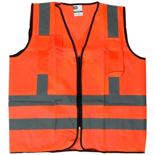 Colete refletivo tipo blusão com bolso e zíper laranja - Worker