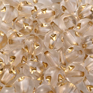 50Pcs 12mm Ouro Coração Acrílico Contas Acrílicas Redondas De Espaçadores Para Jóias Diy Fazendo Pulseiras De Pescoço Feitas À Mão Acessórios