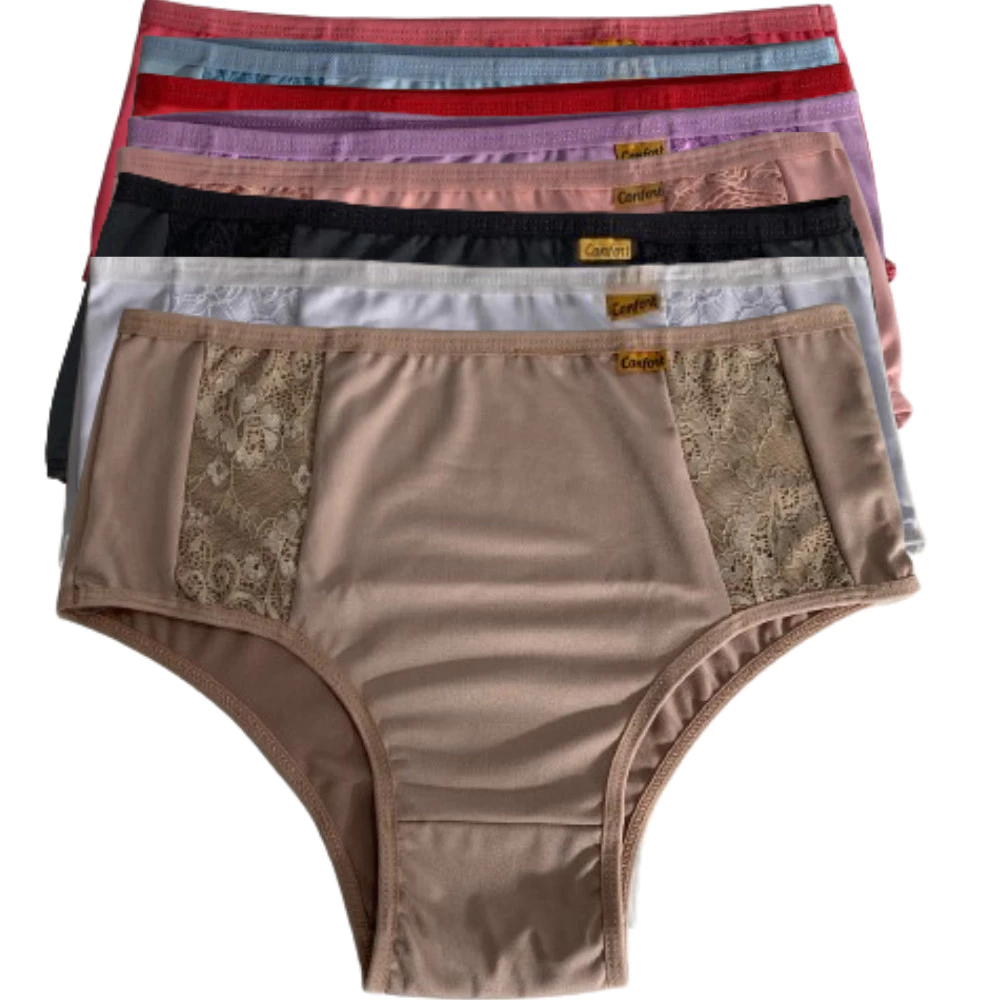 Kit Calcinha Feminina Com 10 Plus Size Cós Alto Calçola Cintura Alta...