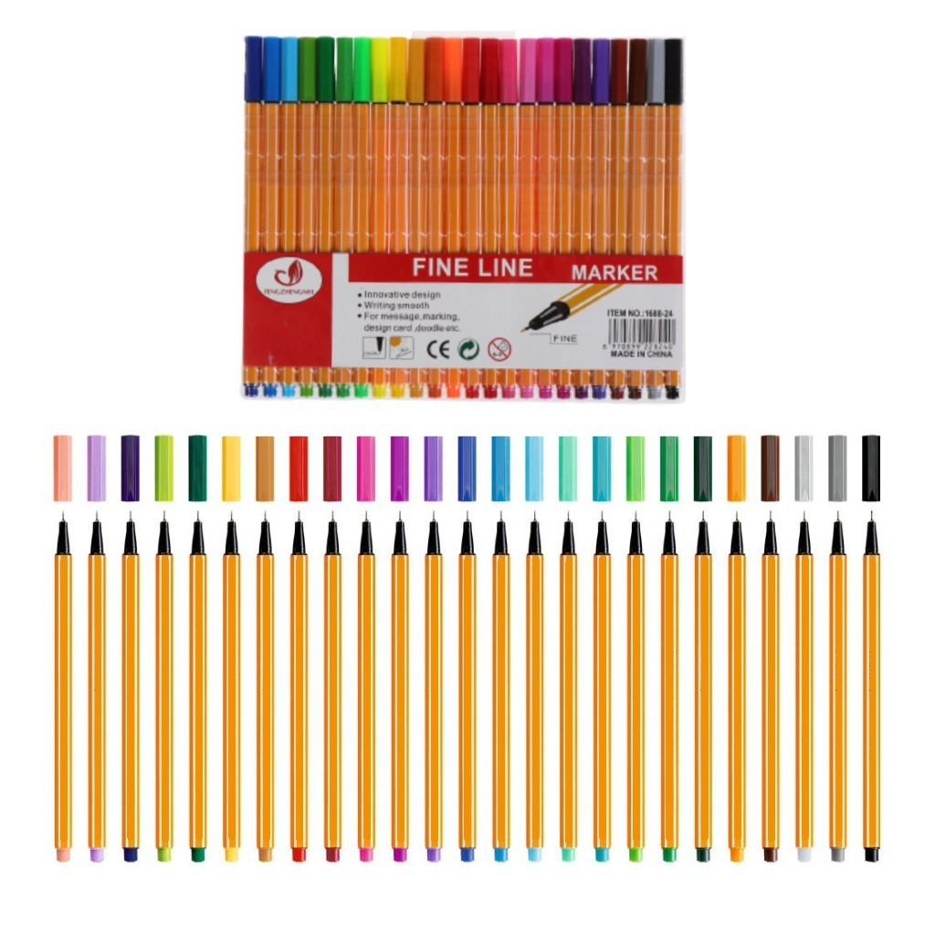 kit 24 Canetas Coloridas Fine Line Ponta Fina 0.4 mm Mais Barata ...