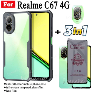 3 Em 1 Resma C67 4G Caixa De Telefone À Prova De Choque Para Realme C55 C53 C51 11 10 4G 5G Vidro Temperado Mate Cerâmico Anti-Espionagem