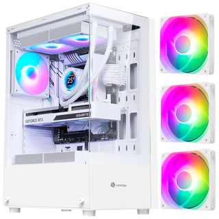 Gabinete Gamer Branco Mid Tower RGB ATX Vidro GB1793 hayom